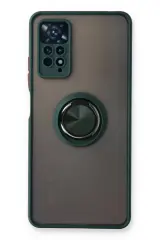 Newface Xiaomi Redmi Note 11 Pro Kılıf Montreal Yüzüklü Silikon Kapak - Yeşil