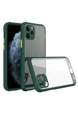 Newface İphone 11 Pro Max Kılıf Miami Şeffaf Silikon - Koyu Yeşil