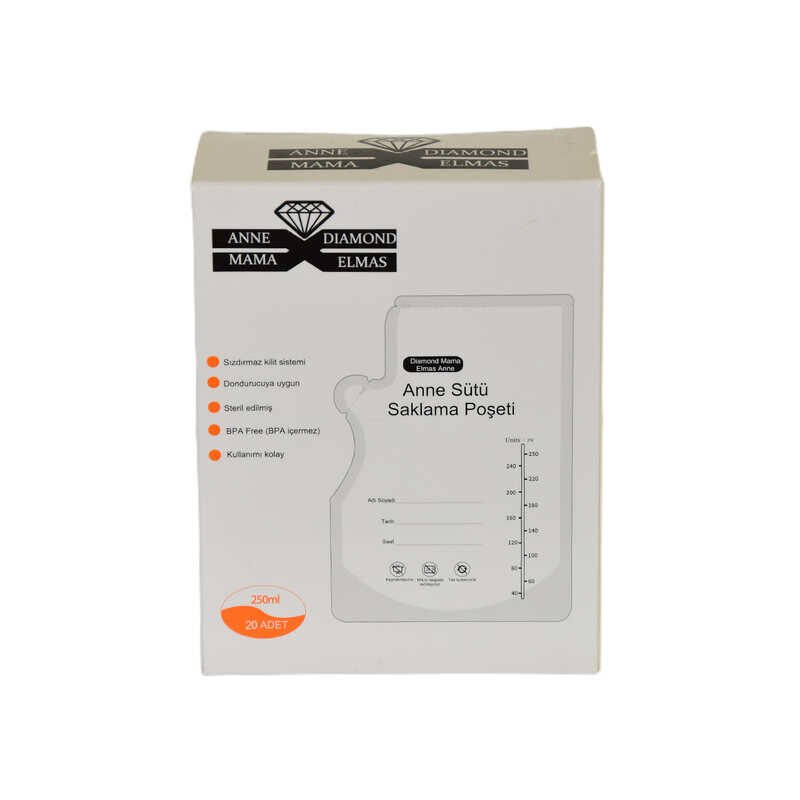 Anne Sütü Saklama Poşeti Torbası Sızdırmaz Kilitli Sistem 20 X 250 ML Model XN-D05