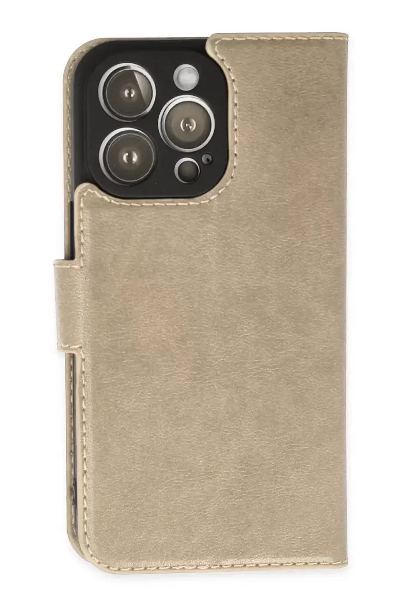 Newface İphone 14 Pro Max Kılıf Trend S Plus Kapaklı Kılıf - Gold