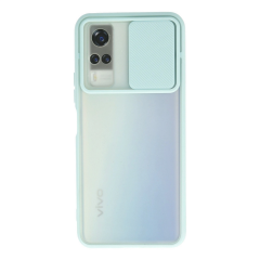 Vivo Y53s Kılıf Palm Buzlu Kamera Sürgülü Silikon - Turkuaz