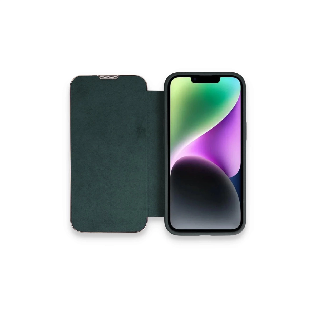 İphone 13 Pro Max Kılıf Dolpin Kapaklı - Koyu Yeşil