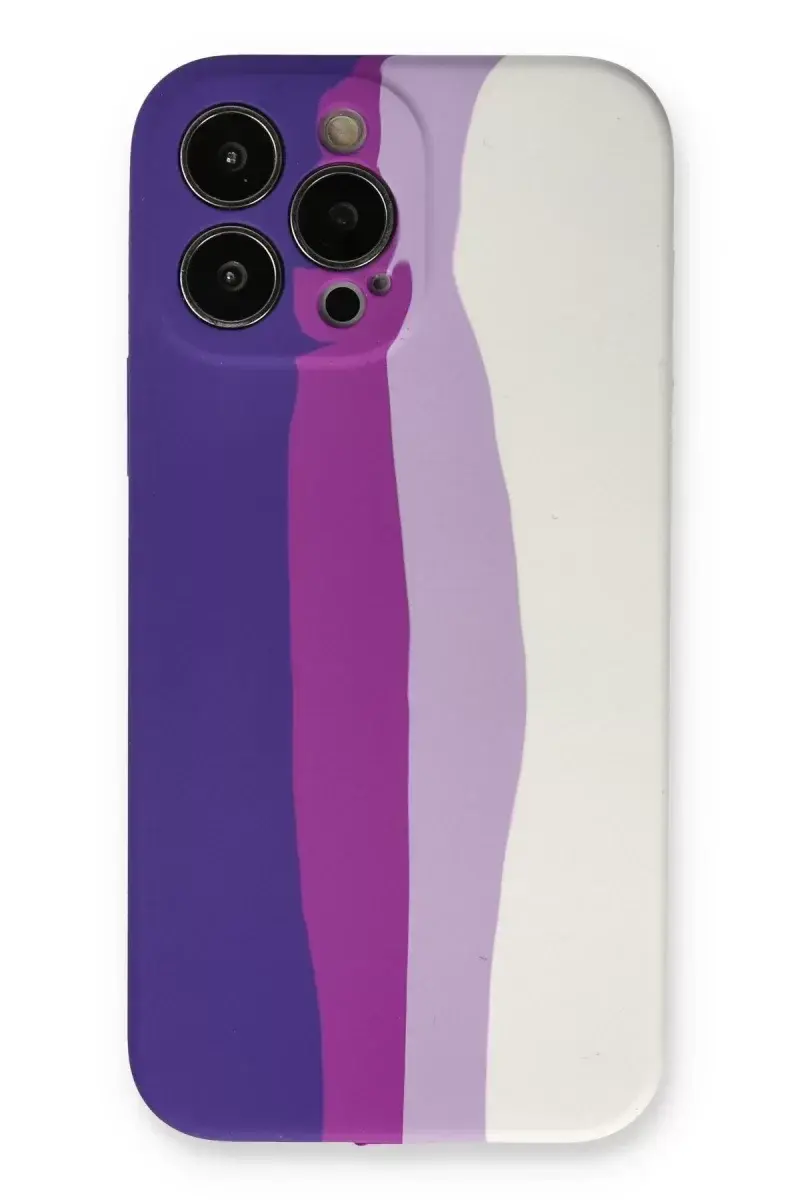 Newface İphone 13 Pro Kılıf Ebruli Lansman Silikon - Mor-beyaz