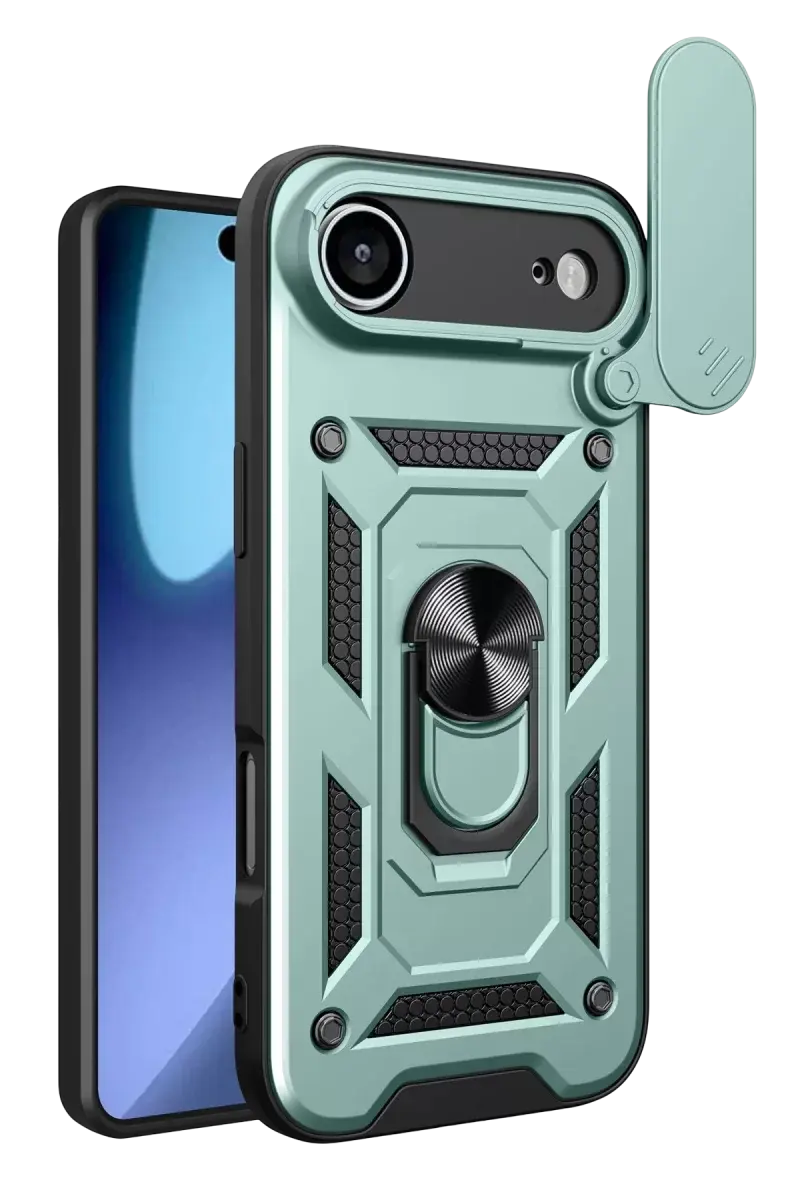 Newface Apple İphone 17 Air Pars Lens Yüzüklü Silikon - Yeşil