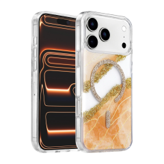 Onegif  İphone 17 Pro Max Lotus Simli Magsafe Kapak - Turuncu