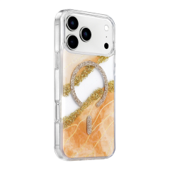 Onegif  İphone 17 Pro Max Lotus Simli Magsafe Kapak - Turuncu