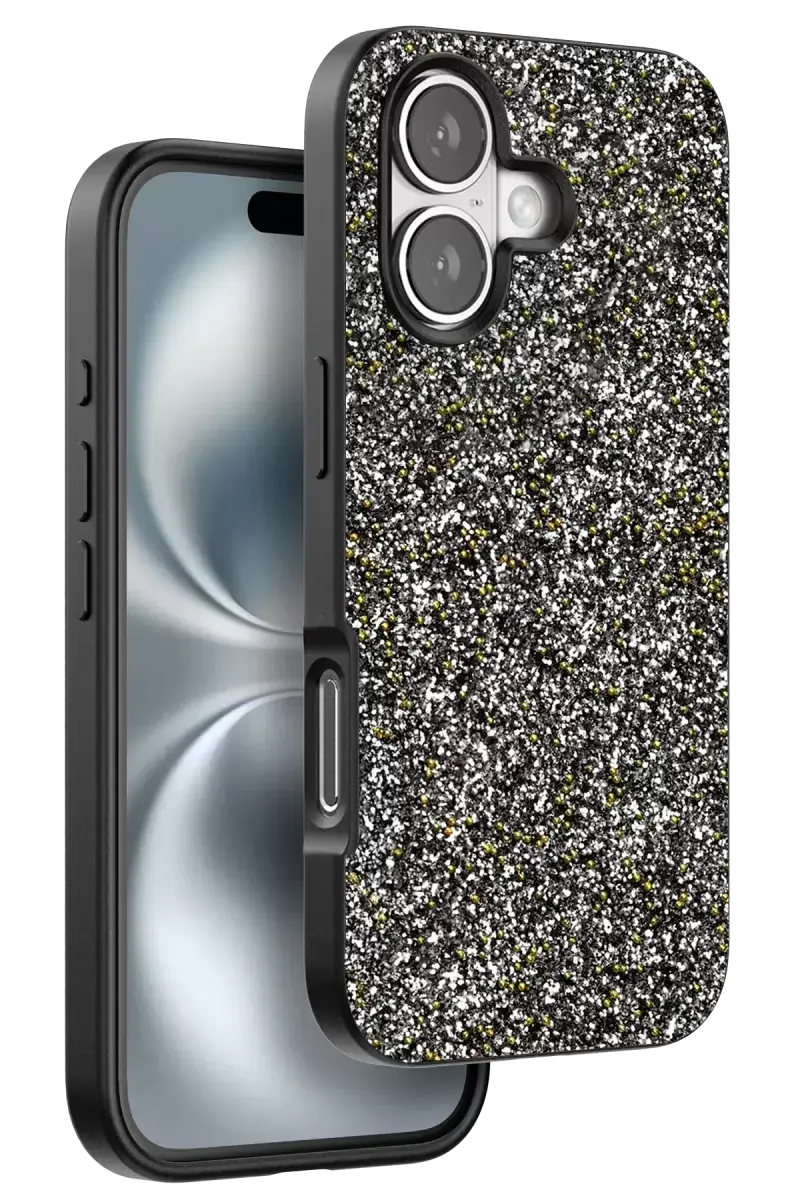 Onegif Apple İphone 16 Plus Bright Simli Kapak - Gümüş