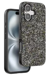 Onegif Apple İphone 16 Plus Bright Simli Kapak - Gümüş