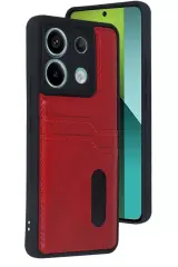 Newface Xiaomi Redmi Note 13 Pro 5g Kılıf Sara Kartvizitli Deri Kılıf - Kırmızı