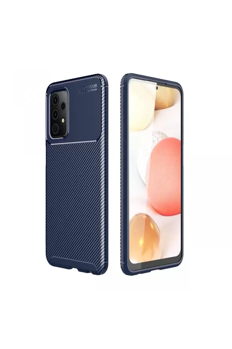 Newface Samsung Galaxy A72 Kılıf Auto Focus Karbon Kapak - Lacivert