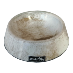 Marbly Beyaz Dalga Mermerit Kedi Köpek Mama Su Kabı 470 ml
