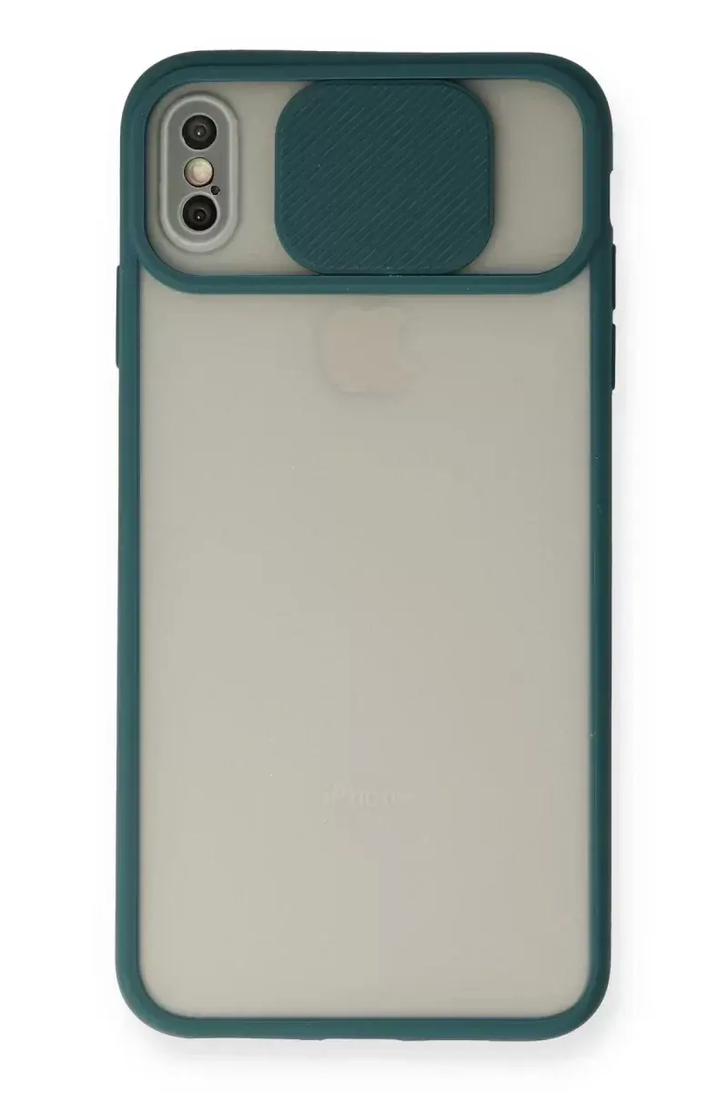 Newface İphone Xs Max Kılıf Palm Buzlu Kamera Sürgülü Silikon - Yeşil