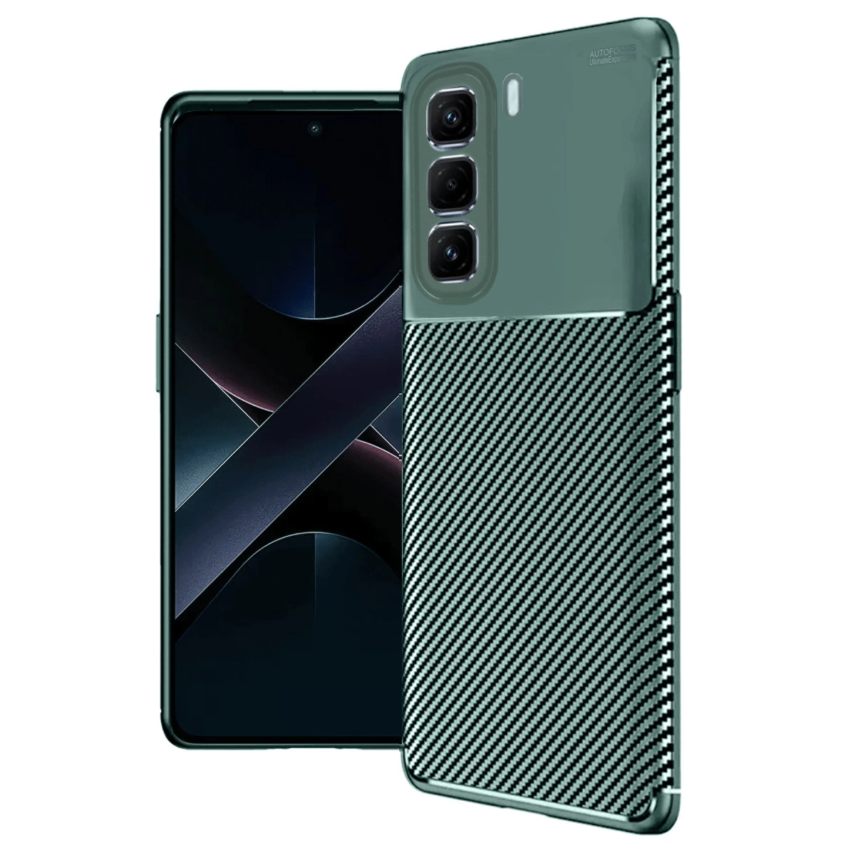 İnfinix Hot 50 4g Kılıf Auto Focus Karbon Kapak - Koyu Yeşil