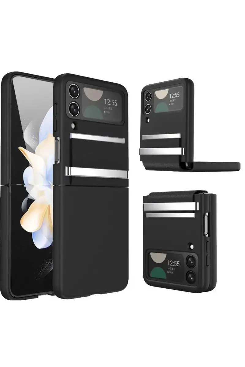 Newface Samsung Galaxy Z Flip 3 Kılıf Belt Flip Kapak - Siyah