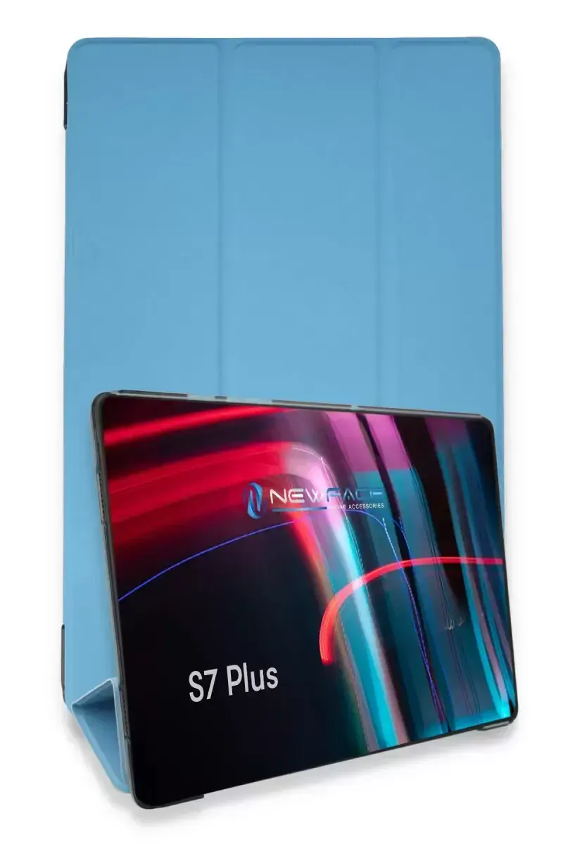 Newface Samsung Galaxy T970 Tab S7 Plus 12.4 Kılıf Tablet Smart Kılıf - Mavi