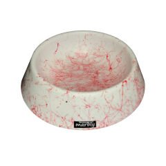 Marbly Kırmızı Beyaz Mermerit Kedi Köpek Mama Su Kabı 470 ml