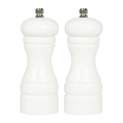 Metal Tuz ve Karabiber Değirmeni, 2'li, 13 cm, Beyaz