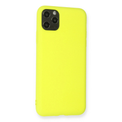 İphone 11 Pro Max Kılıf Nano İçi Kadife Silikon - Sarı
