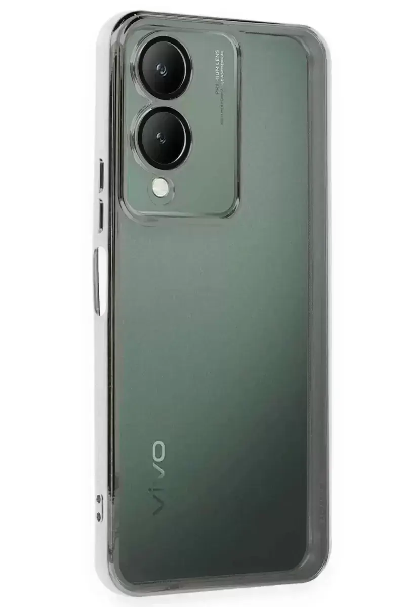 Newface Vivo Y17s Kılıf Razer Lensli Silikon - Gümüş