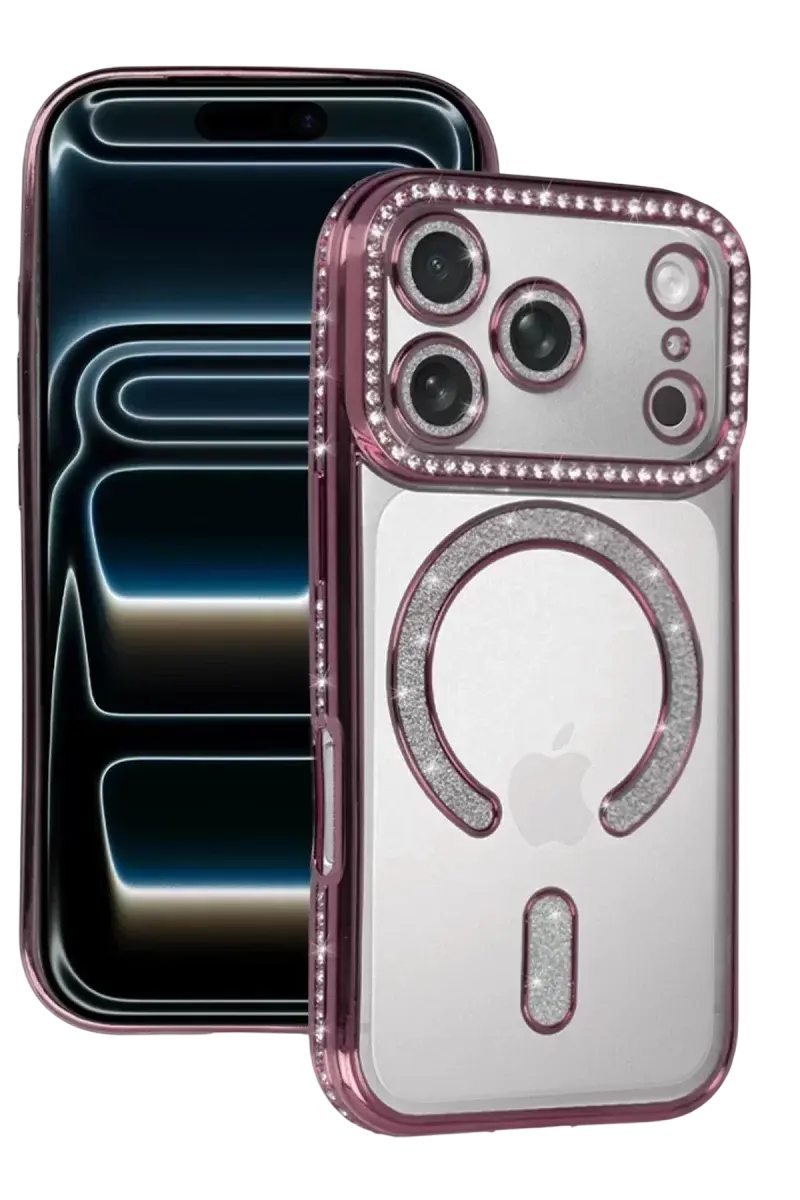 Newface Apple İphone 17 Pro Max Joke Simli Magneticsafe Kılıf - Pembe