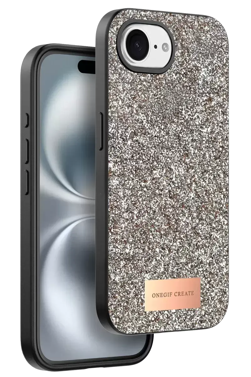 Onegif Apple İphone 16e Bright Simli Kapak - Gold