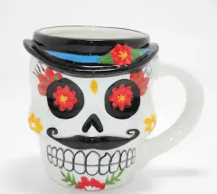 Meksikalı Kurukafa Karakterli Kabartmalı Kupa Bardak