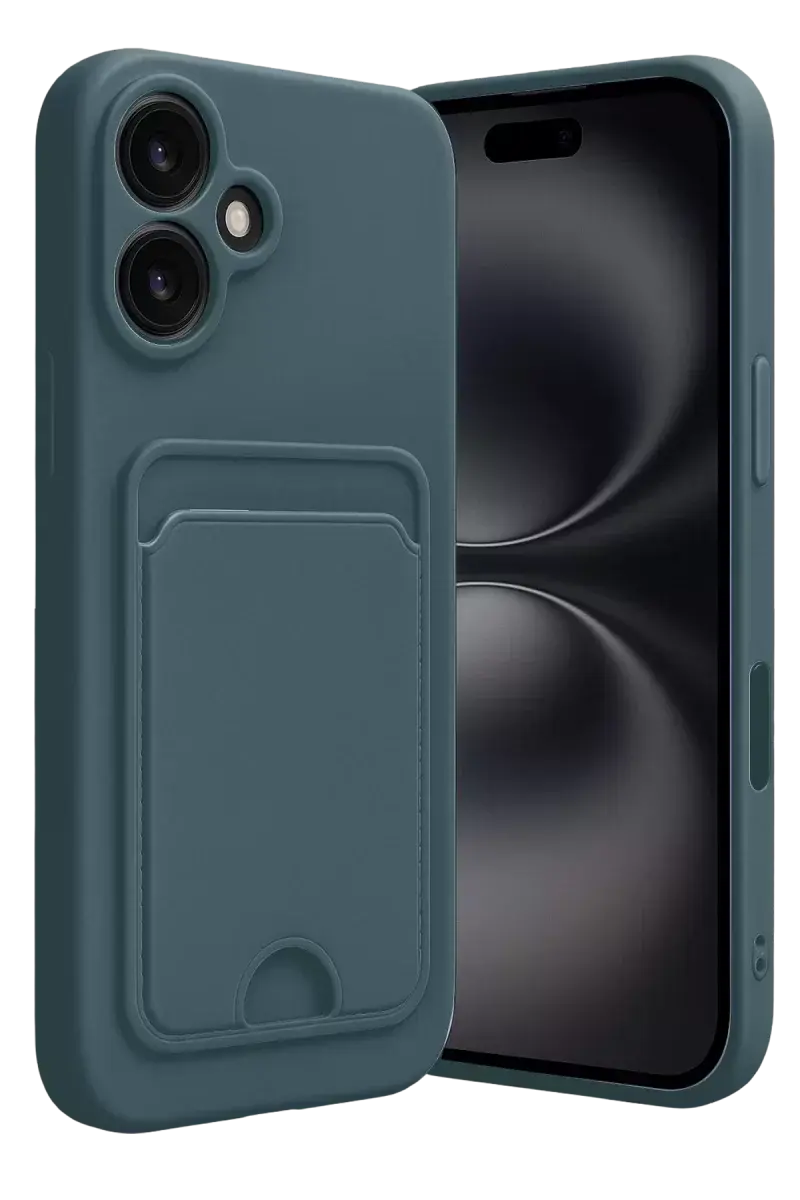 Newface İphone 16 Kılıf Kelvin Kartvizitli Silikon - Koyu Yeşil