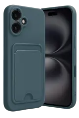 Newface İphone 16 Kılıf Kelvin Kartvizitli Silikon - Koyu Yeşil