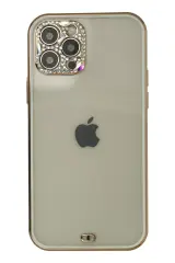 Newface Apple İphone 12 Pro Max Kılıf Liva Taşlı Silikon - Beyaz