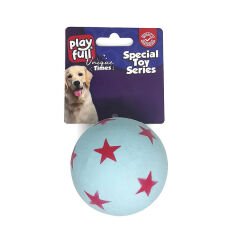 Playfull Zıplayan Köpek Oyun Topu 6,3 Cm Mavi Yıldız Desenli