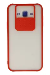 Newface Samsung Galaxy J7 Kılıf Palm Buzlu Kamera Sürgülü Silikon - Kırmızı