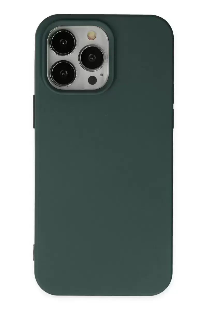 Newface Apple İphone 14 Pro Max Kılıf Nano İçi Kadife Silikon - Koyu Yeşil