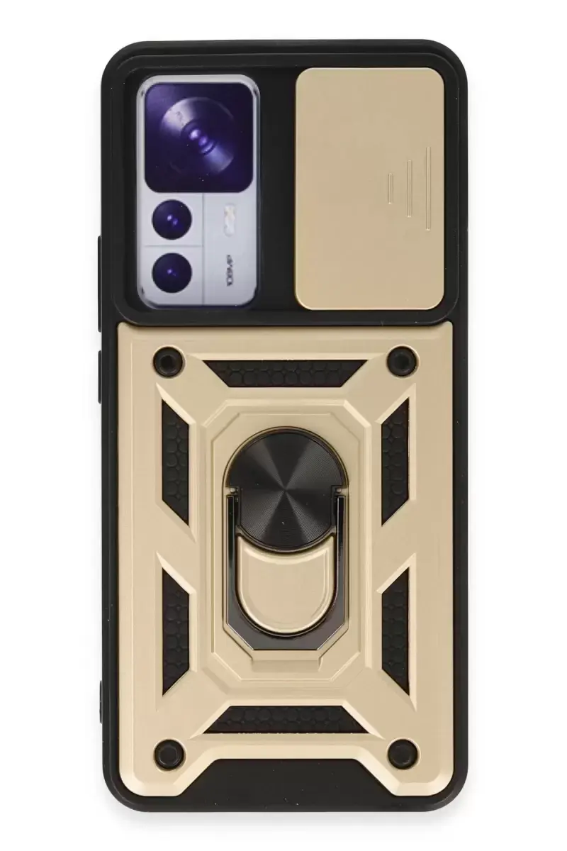Newface Xiaomi Mi 12t Pro Kılıf Pars Lens Yüzüklü Silikon - Gold