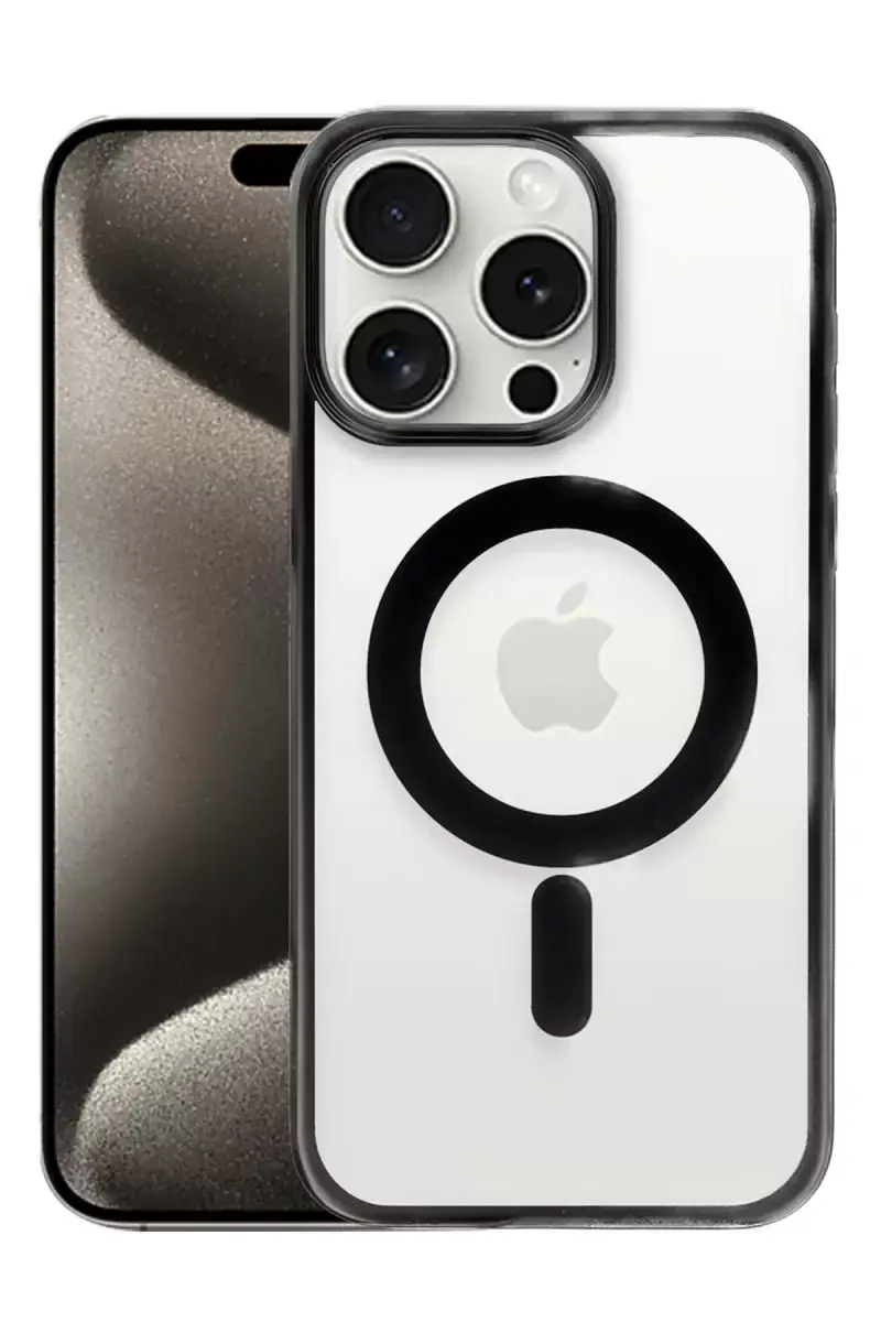 Newface Apple İphone 15 Pro Max Kılıf Erozi Magsafe Kapak - Siyah