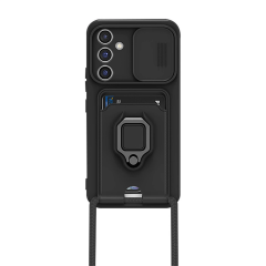 Samsung Galaxy S24 Fe Kılıf Zuma Kartvizitli Yüzüklü Silikon - Siyah