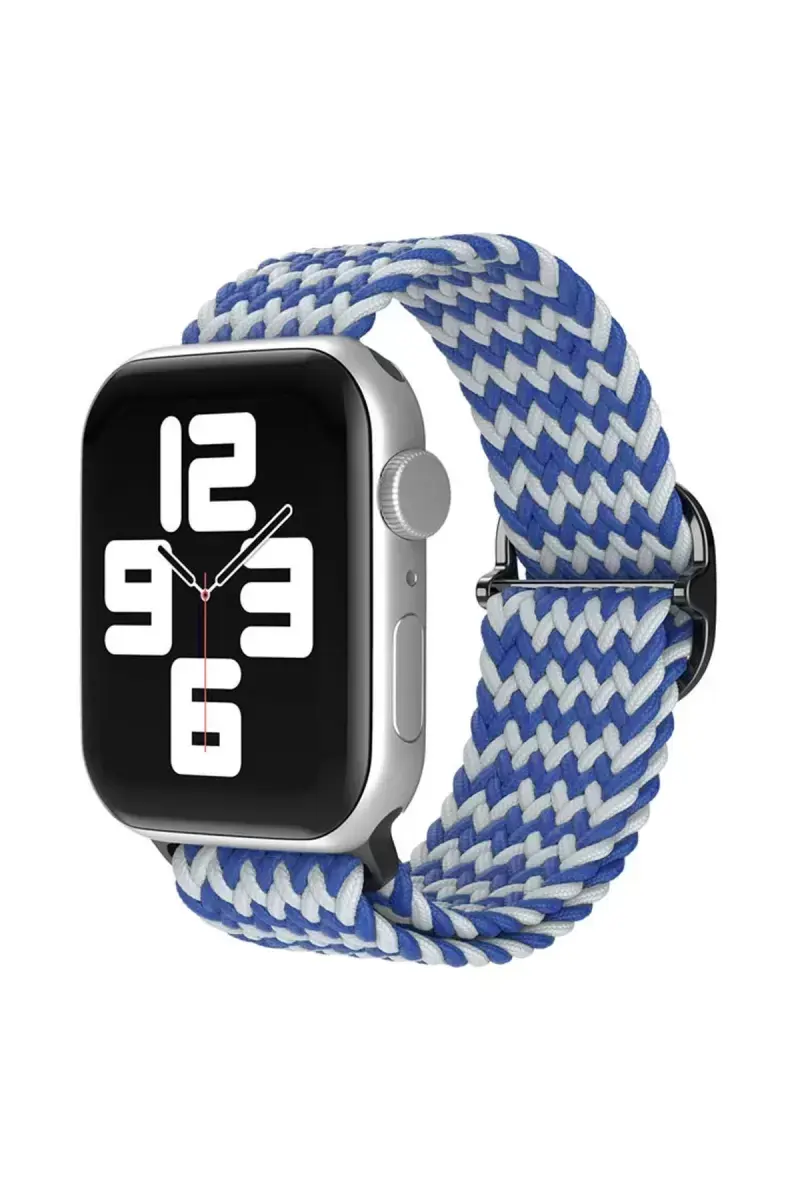 Newface Apple Watch 38mm Star Kordon - Zigzag Beyaz-mavi