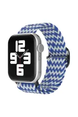 Newface Apple Watch 38mm Star Kordon - Zigzag Beyaz-mavi