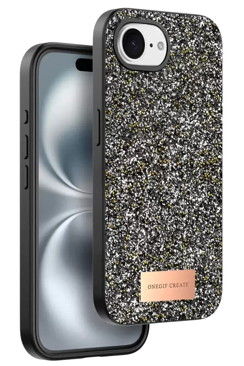 Onegif Apple İphone 16e Bright Simli Kapak - Gümüş