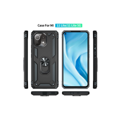 Xiaomi Mi 11 Lite Kılıf Sofya Yüzüklü Silikon Kapak - Siyah