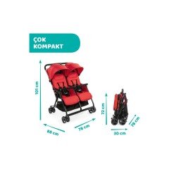 Chicco Ohlala İkiz Bebek Arabası Paprika