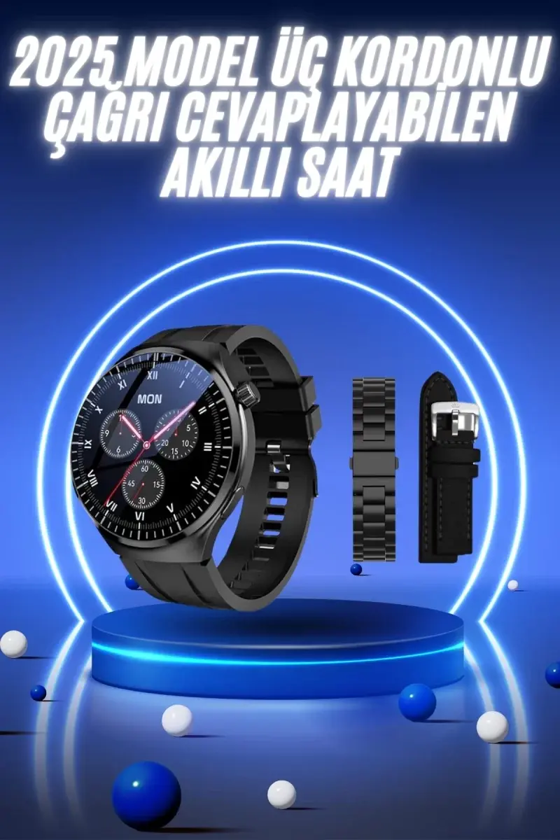 Akıllı Saat Yeni Nesil Üç Kordonlu Nabız Ölçer Çağrı Cevaplama