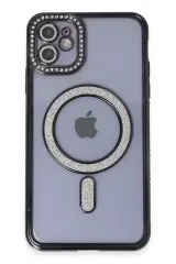 Newface İphone 11 Kılıf Joke Simli Magneticsafe Kılıf - Siyah