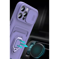 Xiaomi Redmi Note 13 Pro Plus Kılıf Zuma Kartvizitli Yüzüklü Silikon - Lila