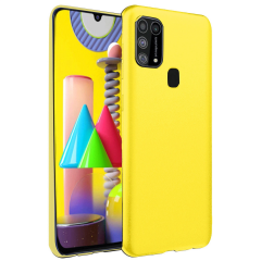 Samsung Galaxy M31 Kılıf Nano İçi Kadife Silikon - Sarı