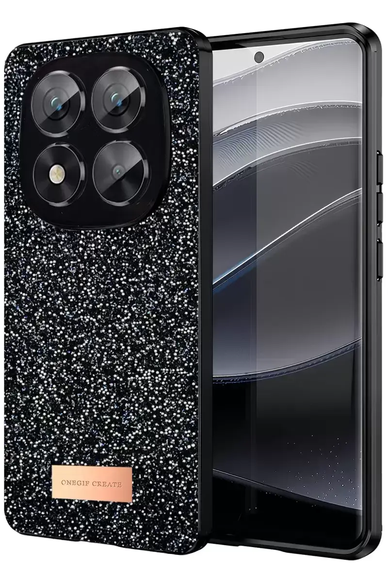 Onegif Xiaomi Redmi Note 14 Pro 5g Bright Simli Kapak - Siyah