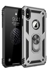 Newface Apple İphone Xs Max Kılıf Sofya Yüzüklü Silikon Kapak - Gümüş