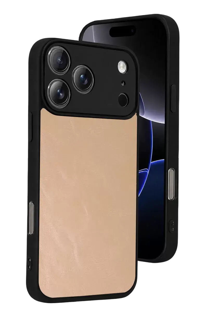 Newface Apple İphone 17 Pro Aras Deri Kapak - Pudra
