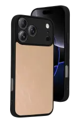 Newface Apple İphone 17 Pro Aras Deri Kapak - Pudra