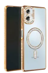 Newface Samsung Galaxy A06 Joke Simli Magneticsafe Kılıf - Gold