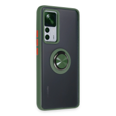 Xiaomi Mi 12t Pro Kılıf Montreal Yüzüklü Silikon Kapak - Yeşil